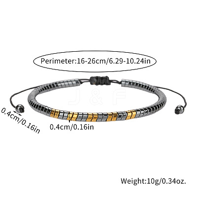Two Tone Synthetic Non-magnetic Hematite Beads Braided Bead Bracelets WG8D2F5-01-1