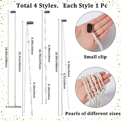 4Pcs 4 Styles Plastic Pearl with Iron Hair Clips OHAR-GF0001-36-1