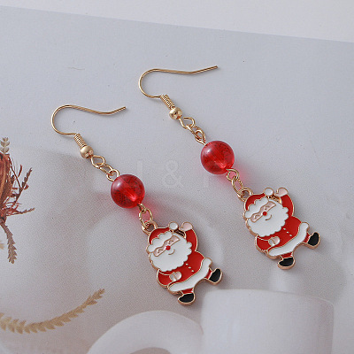 Alloy Enamel Santa Claus Dangle Earrings FS-WGCA223-01-1