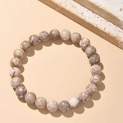 Natural Maifanite/Maifan Stone Bead Stretch Bracelets BJEW-K212-B-044-1