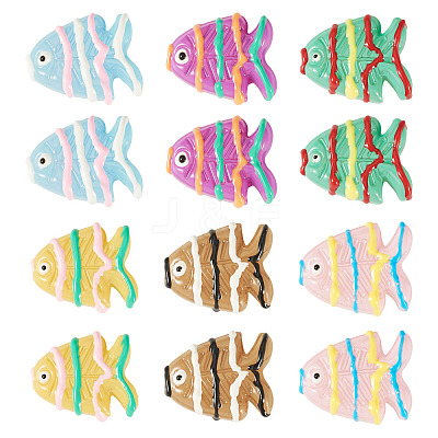 12Pcs 6 Colors Painted Glass Beads LAMP-TA0002-38-1