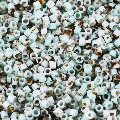 Spray Painted Picasso Cylinder Glass Seed Beads GLAA-T028-12A-08-1