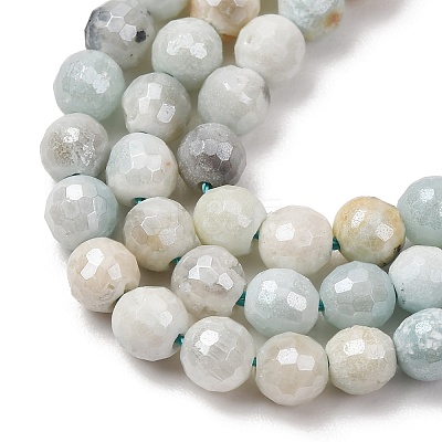 Electroplated Natural Flower Amazonite Beads Strands G-B191-A03-6mm-1