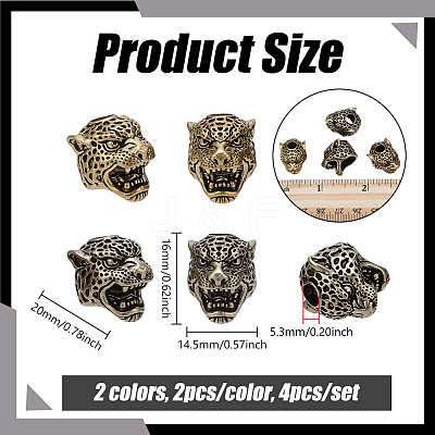 4Pcs 2 Colors Brass European Beads KK-NB0004-31-1