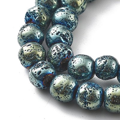 Electroplated Natural Lava Rock Beads Strands G-A251-B01-01B-1