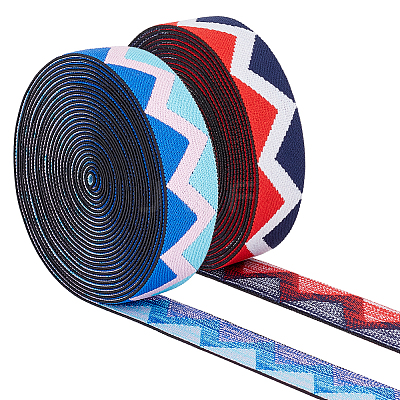10 Yards 2 Colors Flat Nylon Elastic Band with Wave Pattern EC-FG0001-04-1