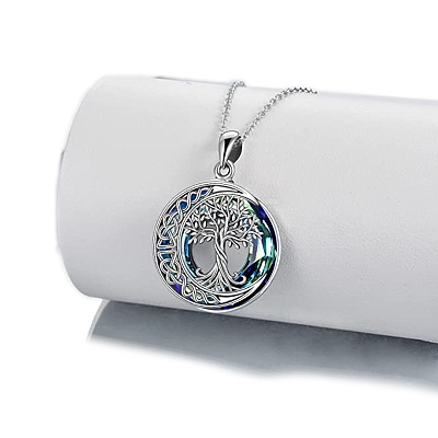 Alloy Pendant Moon & Tree of Life Necklace for Women PW-WGA8665-01-1