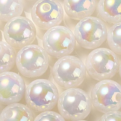 UV Plating Rainbow Iridescent Acrylic Beads OACR-F004-04D-1