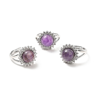 Natural Amethyst Adjustable Rings RJEW-P043-02P-21-1