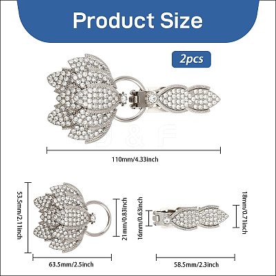 2Pcs Flower Alloy Rhinestone Snap Lock Clasps FIND-FH0018-22B-1
