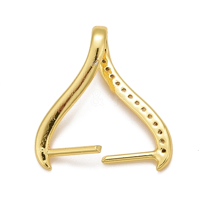 Rack Plating Brass Micro Pave Cubic Zirconia Ice Pick Pinch Bails KK-B056-01G-1
