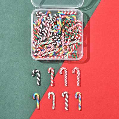64Pcs 8 Styles Christmas Candy Cane Handmade Polymer Clay Beads CLAY-FS0001-49-1