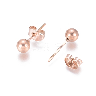 Ion Plating(IP) 304 Stainless Steel Stud Earrings EJEW-L215-57C-RG-1