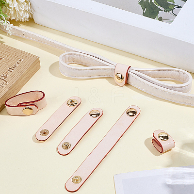 6Pcs 3 Styles Cowhide Leather Cable Straps with Golden Metal Snap Button FIND-CL0001-73A-1