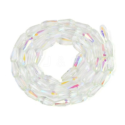 AB Color Plated Transparent Glass Teardrop Beads Strands LS-EGLA-T029-08B-1