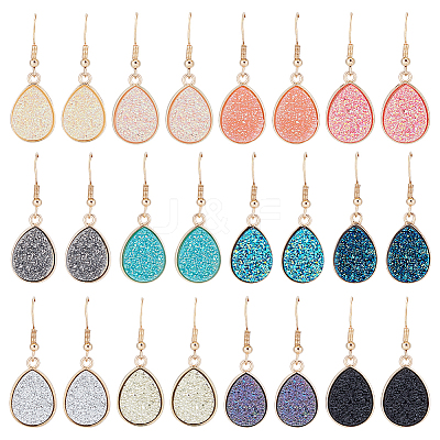 12 Pairs 12 Color Bling Resin Teardrop Dangle Earrings EJEW-AN0001-66-1