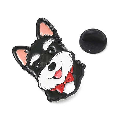 Schnauzer with Red Bowtie Alloy Enamel Pins AL-CBA6DDE-03B-1