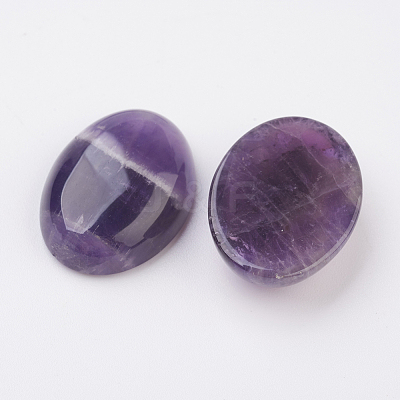 Natural Amethyst Flat Back Cabochons G-G741-22x30mm-17-1