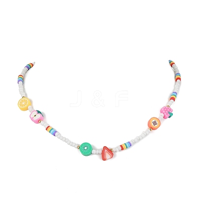 Polymer Clay Beaded Necklace NJEW-TA00124-1