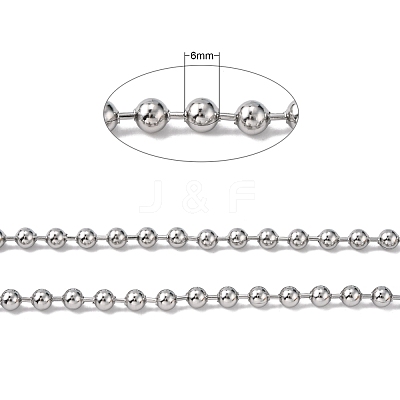 Non-Tarnish 3.28 Feet 304 Stainless Steel Ball Chains X-CHS-A002B-6.0mm-1