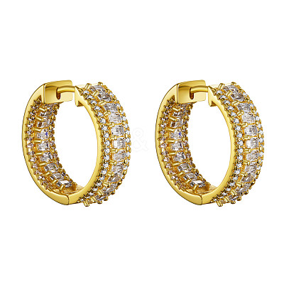Brass Micro Pave Grade AAA Cubic Zirconia Huggie Hoop Earrings JE019A-X-1