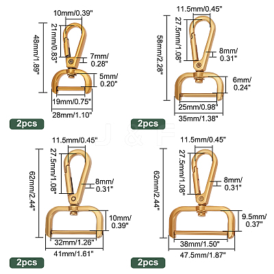 8Pcs 4 Styles Tibetan Style Zinc Alloy Swivel Lobster Claw Clasps FIND-PH0008-63AG-1