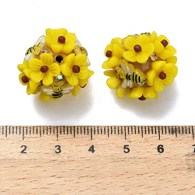 Polymer Clay Rhinestone Beads with Resin X-RESI-Z045-04-1
