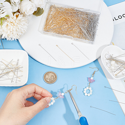400Pcs 2 Colors 304 Stainless Steel Eye Pins STAS-UN0054-77-1