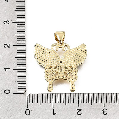 Brass Micro Pave Clear Cubic Zirconia Pendants CU-CBAF50C-02A-G-1