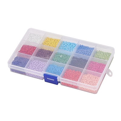 195G 15 Colors Glass Seed Beads SEED-YW0001-11A-1