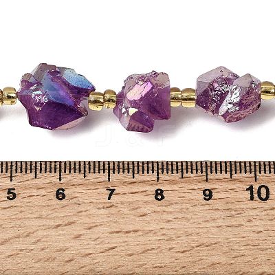 Electroplated Raw Rough Natural Amethyst Beads Strands G-Z131-J02-08-1