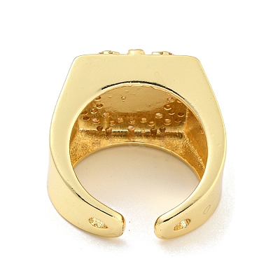 Square Clear Cubic Zirconia Open Cuff Ring RJEW-L121-037G-1
