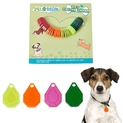 32Pcs 4 Colors Transparent Blank Acrylic Pet Dog ID Tag PALLOY-AB00045-1