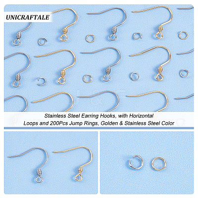 200Pcs 2 Style 304 Stainless Steel Earring Hooks DIY-UN0003-80-1