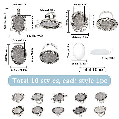 DIY Blank Dome Finger Rings Making Kit DIY-SC0022-24-1