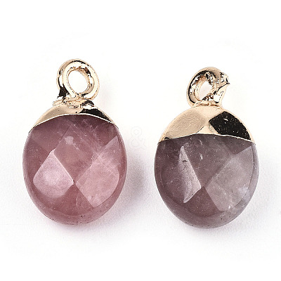 Natural Strawberry Quartz Charms X-G-N326-58F-1