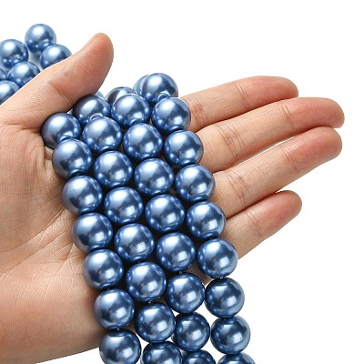 Eco-Friendly Glass Pearl Beads Strands X-HY-A008-14mm-RB015-1