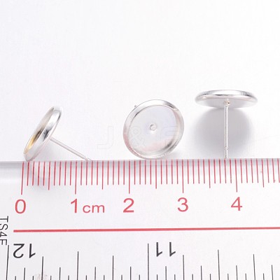 Silver Color Plated Brass Earring Settings X-IFIN-Q006-10mm-S-NF-1