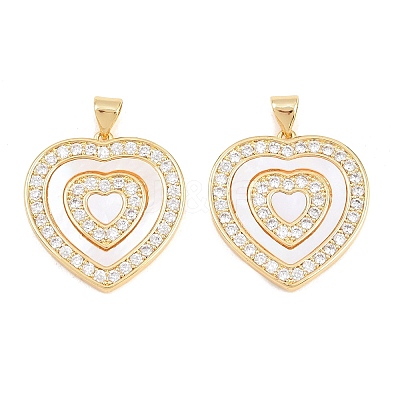 Valentine's Day Brass Micro Pave Clear Cubic Zirconia Pendants ZIRC-F148-12A-G-1