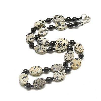Natural Dalmatian Jasper Beaded Necklaces NJEW-S401-26-1