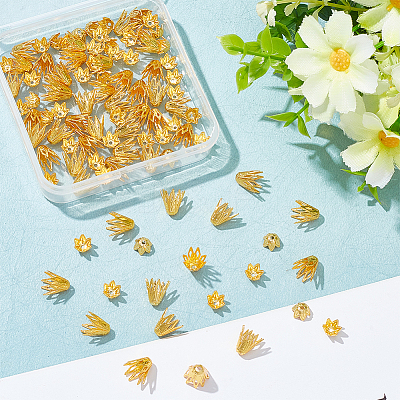 100Pcs 2 Style Brass Bead Cap KK-NB0003-25-1