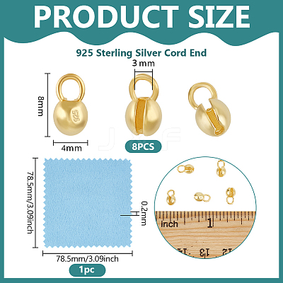 925 Sterling Silver Cord End DIY-BC0014-05C-G-1