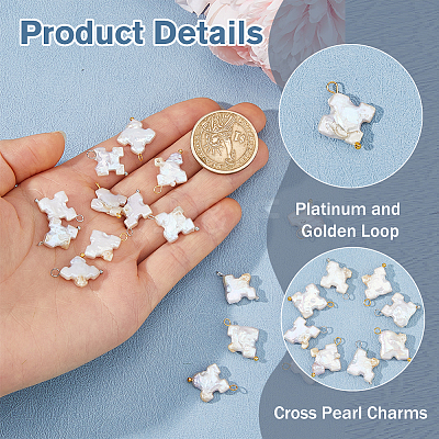 16Pcs 2 Styles Natural Baroque Pearl Pendants PALLOY-HS00047-1