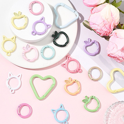 16Pcs Spray Painted Alloy Spring Gate Rings FIND-YW0010-86-1