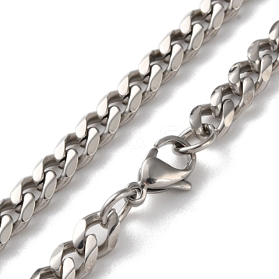 304 Stainless Steel Cuban Link Chain Necklaces for Men NJEW-B117-01F-P-1