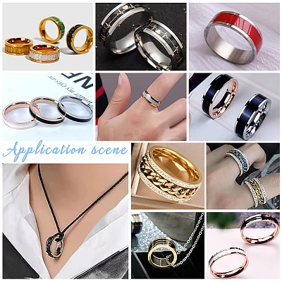 18Pcs 6 Colors 201 Stainless Steel Grooved Finger Ring Settings STAS-UN0048-52-1