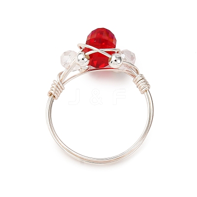 8Pcs Copper Wired Glass Finger Rings RJEW-JR00924-02-1