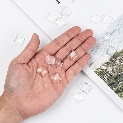 Transparent Clear Glass Square Cabochons X-GGLA-A001-15mm-1