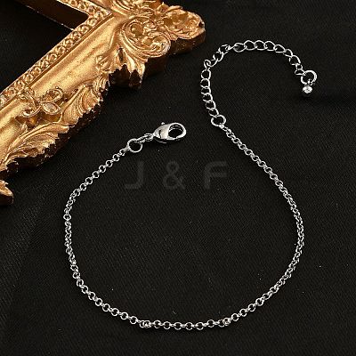 Brass Rolo Chain Bracelets for Women BJEW-G735-05P-1