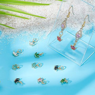 16Pcs 8 Colors Brass Cubic Zirconia Charms FIND-FH0003-78-1